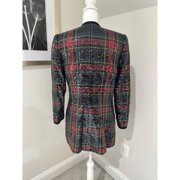 After Five By Julie Duroché Vtg Saks Fifth Avenue Sequined Plaid Blazer Jacket S - Picture 2 of 16